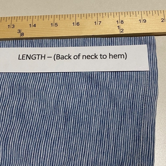 Pure Jill Indigo Women's Sz XL Top Blouse ¾ sleeve Blue Stripe Scoop neck Cotton - Picture 9 of 10